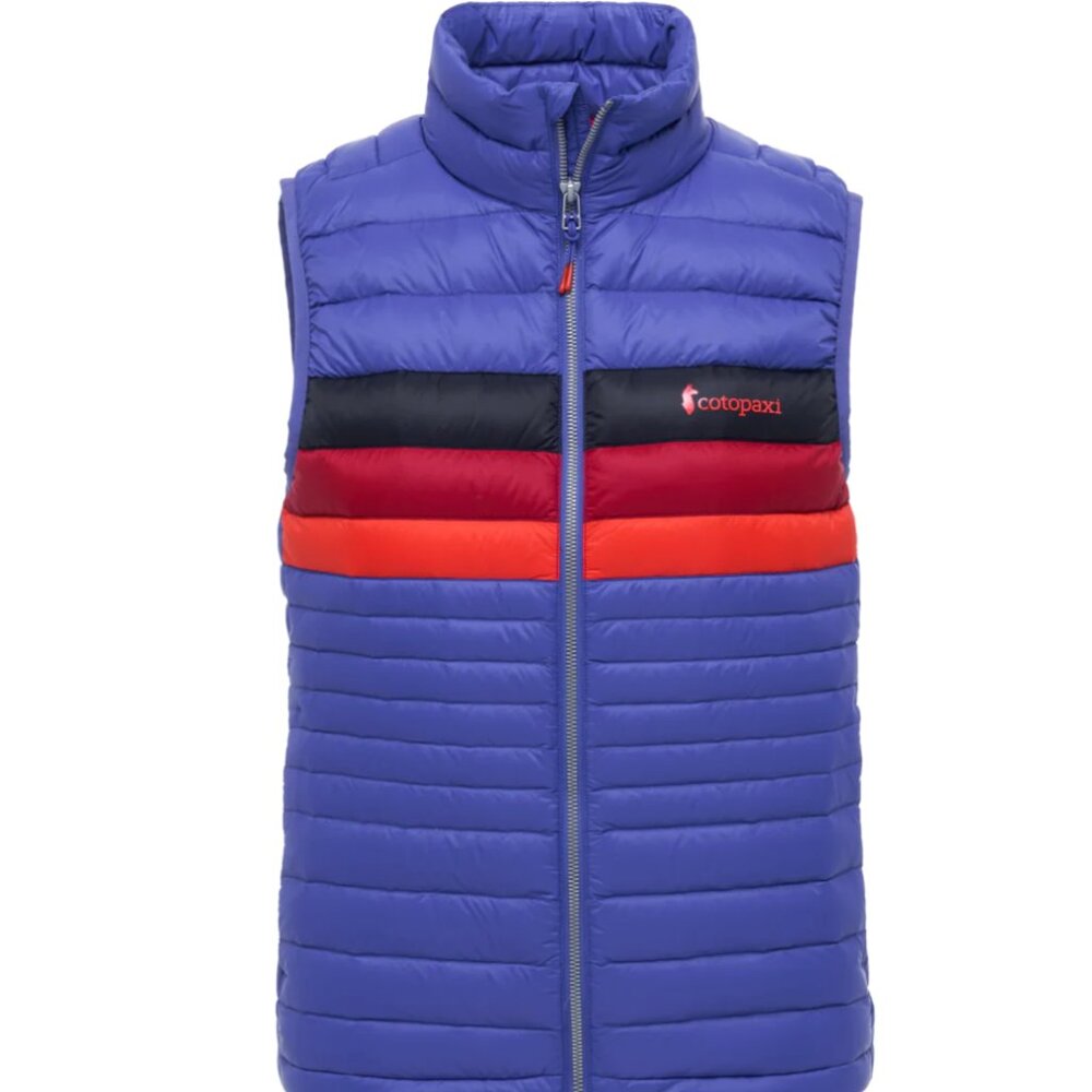 Cotopaxi Fuego Down Vest Size Medium Blue Violet Stripes